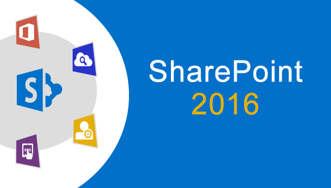 SharePoint 2016 logo graphic used for article about new SharePoint 2016 features and updates