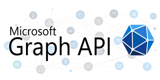 Microsoft Graph API logo with abstract connected data nodes illustration
