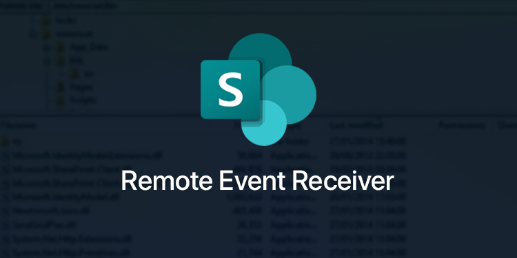 SharePoint remote event receiver illustration with SharePoint logo