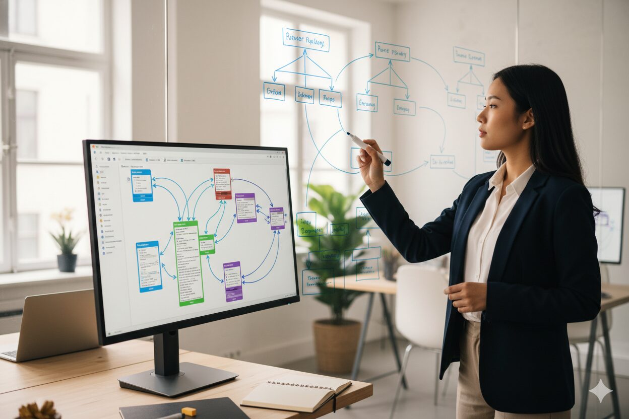 Business workflow automation consultant designing Power Automate process architecture for operational efficiency