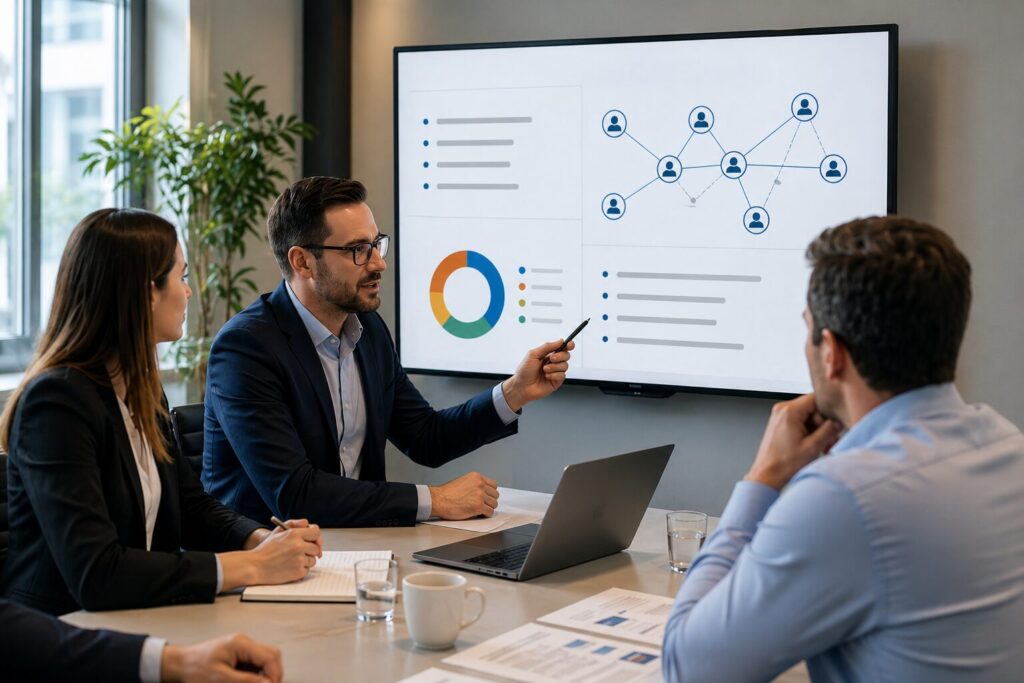 SharePoint consultant reviewing external access findings with stakeholders